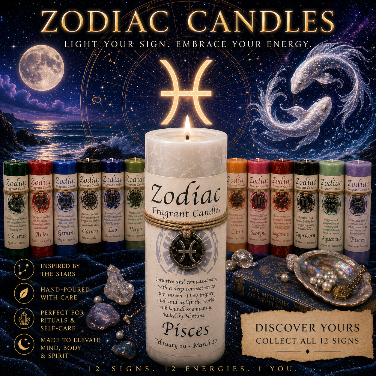 Pisces Astro Candle