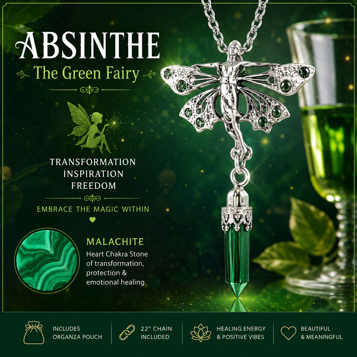 Absinthe Green Fairy Pendant
