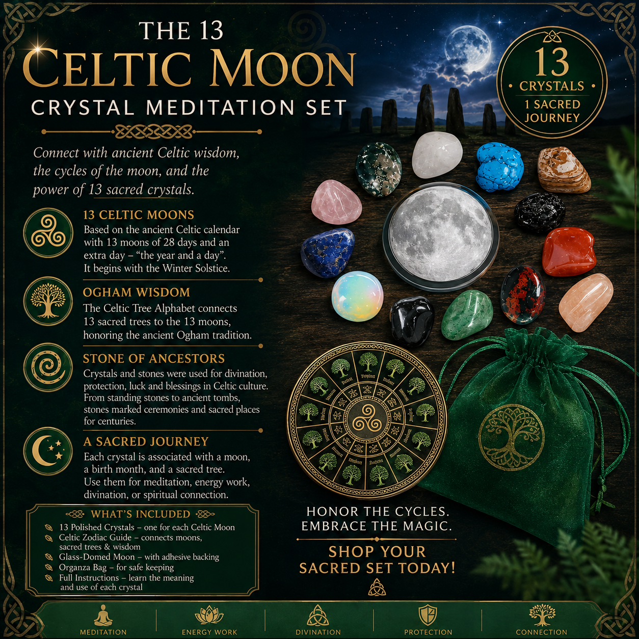 13 Celtic Moon Stone Set
