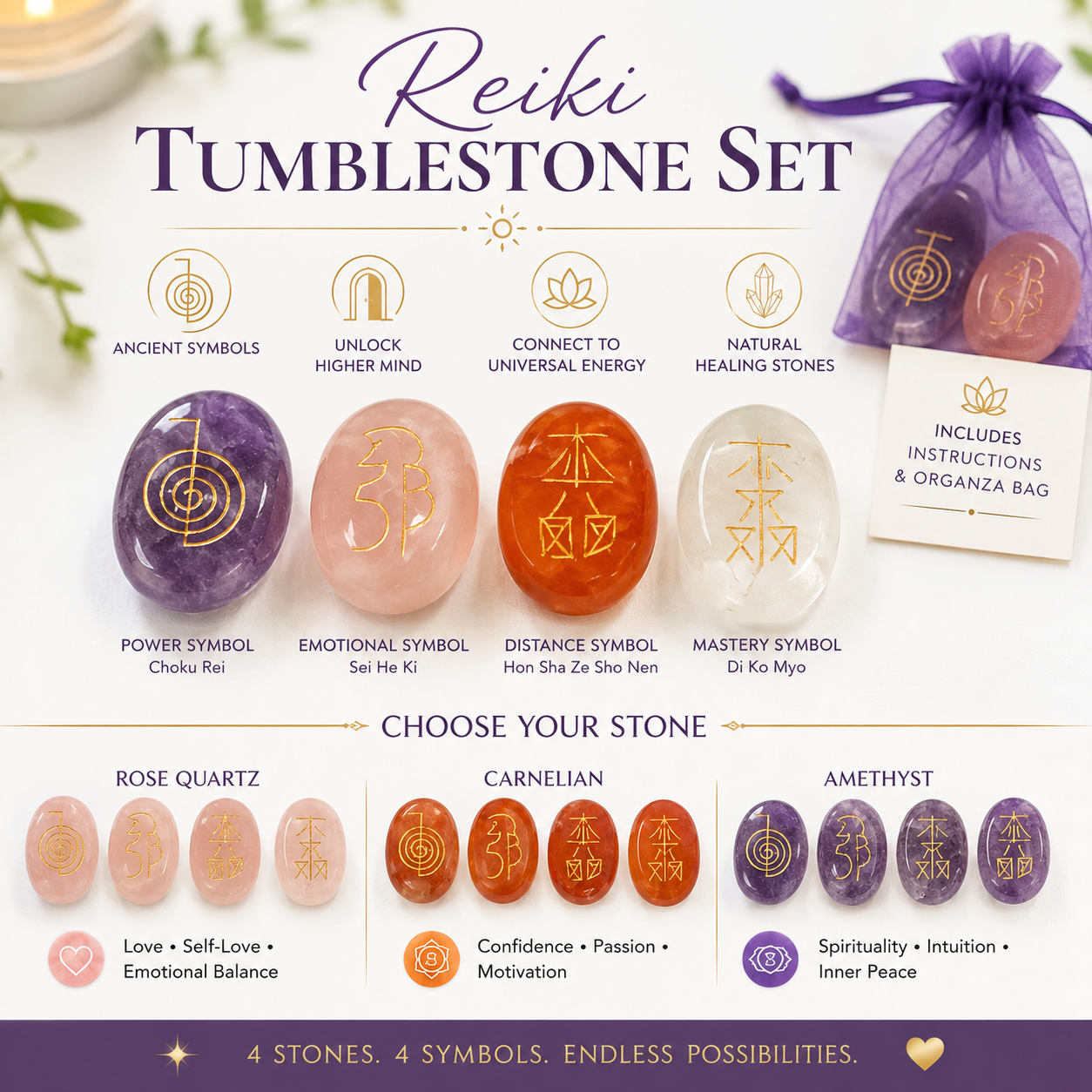 Reiki Tumble Stone Set