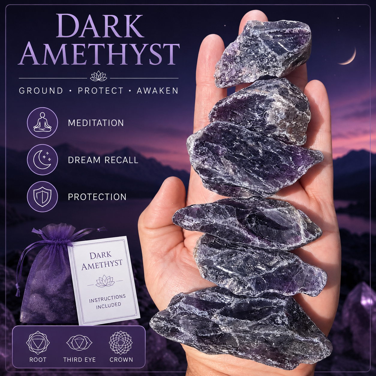 Dark Amethyst Rough Points